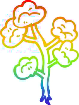 rainbow gradient line drawing cartoon flowers vector
