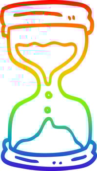 rainbow gradient line drawing cartoon hourglass vector