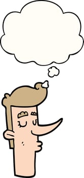 cartoon arrogant man and thought bubble vector