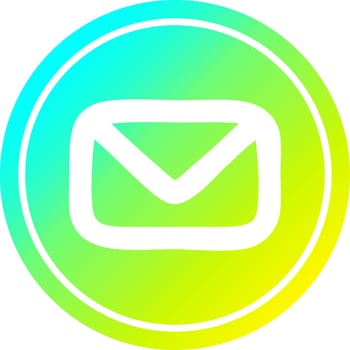 envelope letter circular in cold gradient spectrum vector