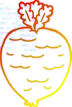 warm gradient line drawing cartoon root vegetable vector
