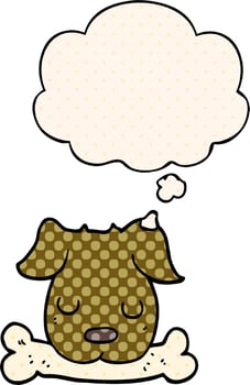 cartoon dog with bone and thought bubble in comic book style vector
