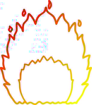 warm gradient line drawing cartoon fire vector