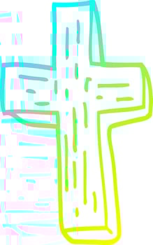 cold gradient line drawing cartoon anti vampire cross vector