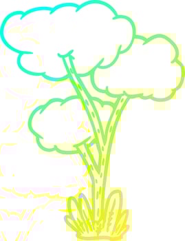 cold gradient line drawing Cartoon tree vector
