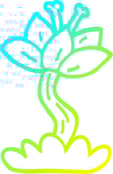 cold gradient line drawing cartoon lilly flower vector