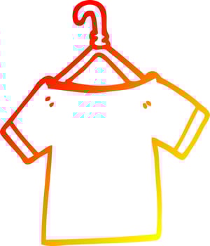 warm gradient line drawing cartoon t shirt on hanger vector