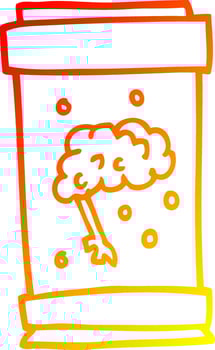 warm gradient line drawing cartoon brain in jar vector