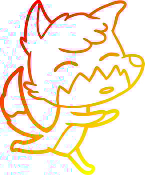 warm gradient line drawing cartoon fox vector