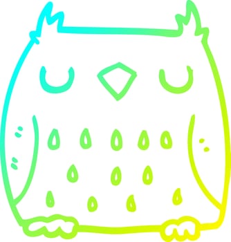 cold gradient line drawing cute cartoon owl vector