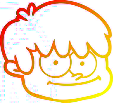 warm gradient line drawing cartoon male face vector