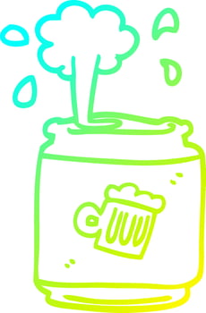 cold gradient line drawing cartoon can of beer vector