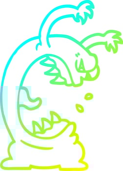 cold gradient line drawing cartoon monster vector
