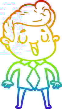 rainbow gradient line drawing happy cartoon man vector