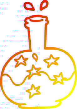 warm gradient line drawing cartoon magic potion vector