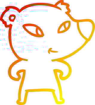 warm gradient line drawing cute cartoon bear vector