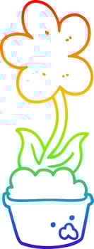 rainbow gradient line drawing cute cartoon flower vector