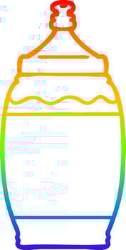 rainbow gradient line drawing cartoon ketchup bottle vector