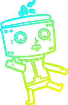 cold gradient line drawing cartoon robot vector