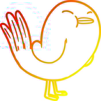 warm gradient line drawing cartoon bird vector