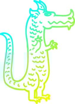 cold gradient line drawing cartoon magical dragon vector