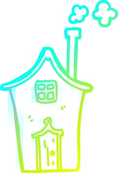 cold gradient line drawing cartoon house vector