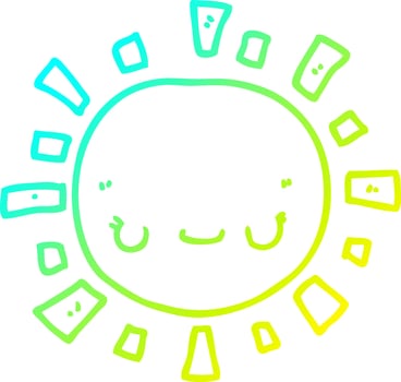 cold gradient line drawing cartoon sun vector