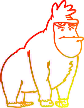 warm gradient line drawing cartoon gorilla vector