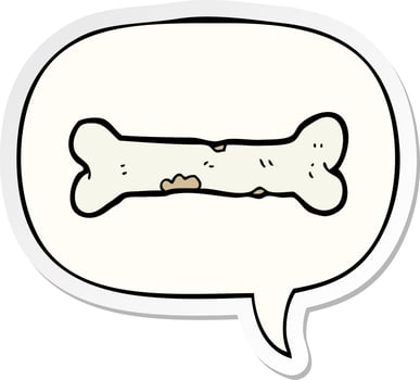cartoon bone and speech bubble sticker vector