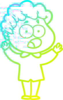 cold gradient line drawing cartoon man gasping in surprise vector