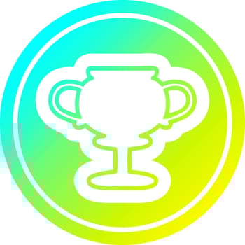 trophy cup circular in cold gradient spectrum vector
