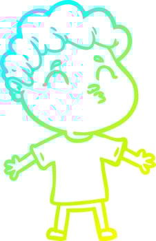 cold gradient line drawing cartoon man pouting vector