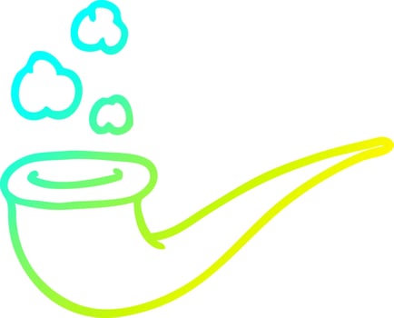 cold gradient line drawing cartoon smoking pipe vector