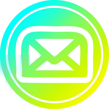 envelope letter circular in cold gradient spectrum vector