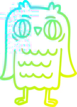 cold gradient line drawing cartoon owl vector