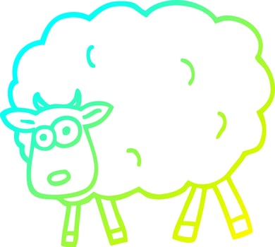 cold gradient line drawing cartoon sheep vector