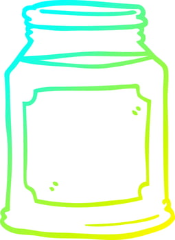 cold gradient line drawing cartoon candle in jar vector