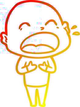 warm gradient line drawing cartoon shouting bald man vector