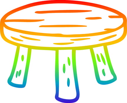 rainbow gradient line drawing small wooden stool vector