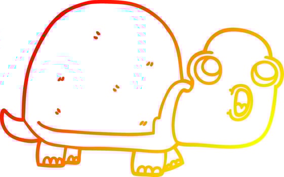 warm gradient line drawing cartoon shocked turtle vector