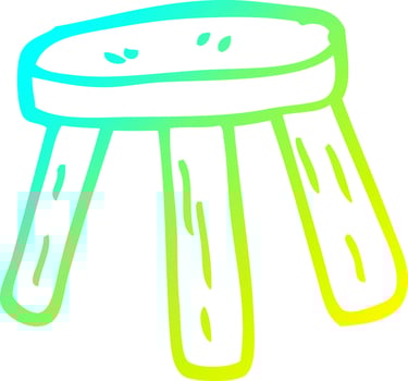 cold gradient line drawing cartoon small stool vector