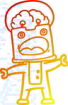 warm gradient line drawing cartoon robot vector