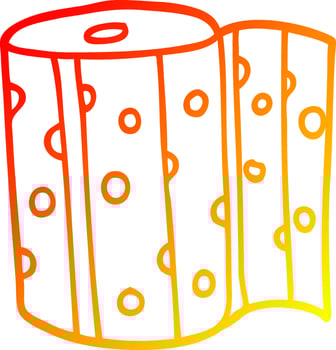 warm gradient line drawing cartoon dotty kitchen roll vector