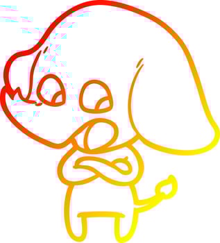 warm gradient line drawing cute cartoon elephant vector
