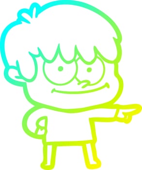 cold gradient line drawing happy cartoon man vector