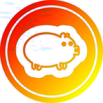 fat pig circular in hot gradient spectrum vector