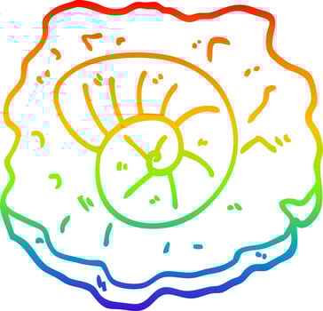 rainbow gradient line drawing cartoon ancient fossil vector