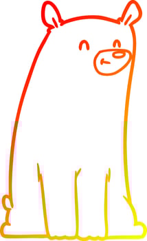 warm gradient line drawing cartoon bear vector