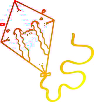 warm gradient line drawing cartoon kite crying vector