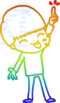 rainbow gradient line drawing happy cartoon boy vector